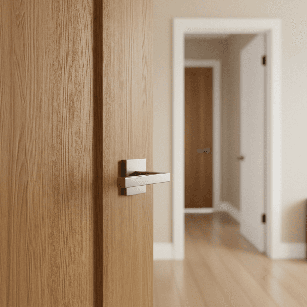 Close-up of new insulated steel door seal and weatherstripping